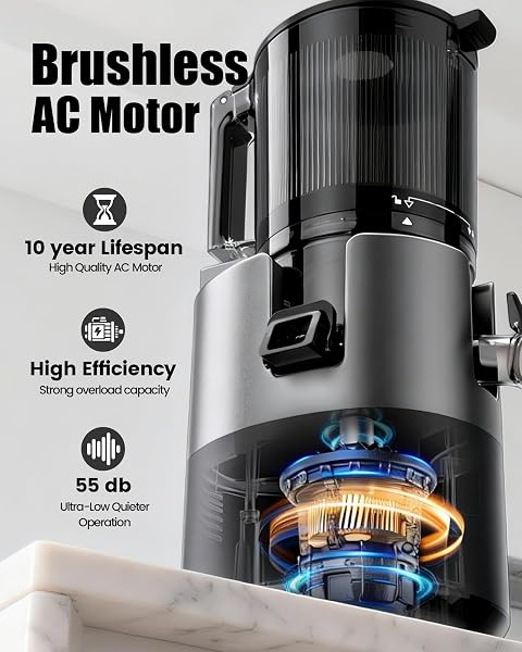 Staweiger Juicer Machines, Cold Press Juicer with 6" Extra Wide Chute, 90oz Capacity, Powerful AC Brushless Motor, High Juice Yield, Quiet Low db, BPA-Free Juicer Press For Whole Vegetables & Fruits - 4