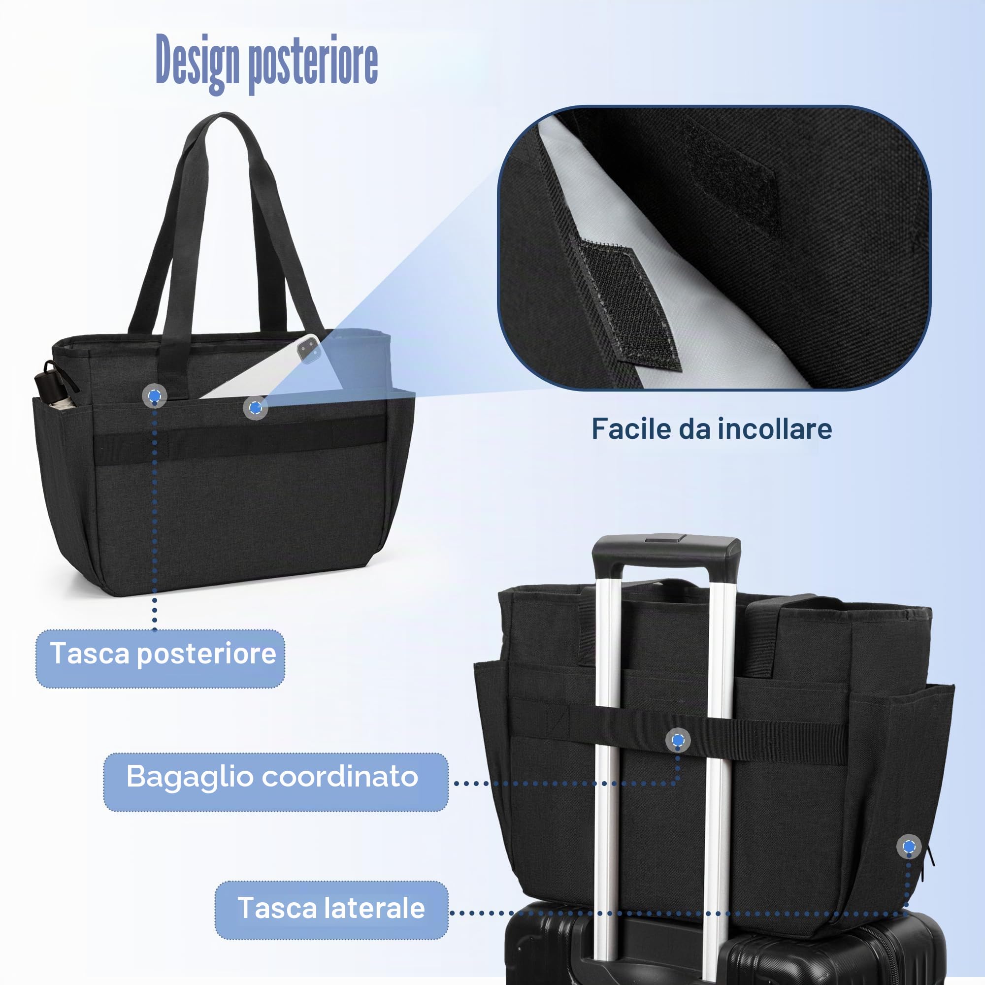 Trunab Borsa Tote per Laptop per Insegnanti con Tasca Espandibile per Cartelle Portadocumenti, Borsa Tote per Infermieri per Donne, Valigetta per Laptop da Ufficio