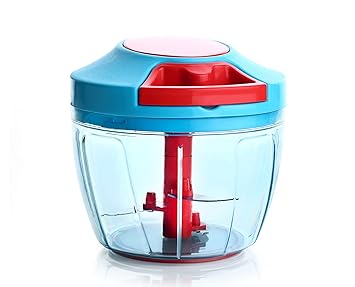 YouBee Premium Quick Multi-Purpose Manual Vegetable Chopper for Kitchen with 3 Sharp Stainless Steel Blade, Anti-Skid Base Container with Safe Lid Lock, 750 Ml