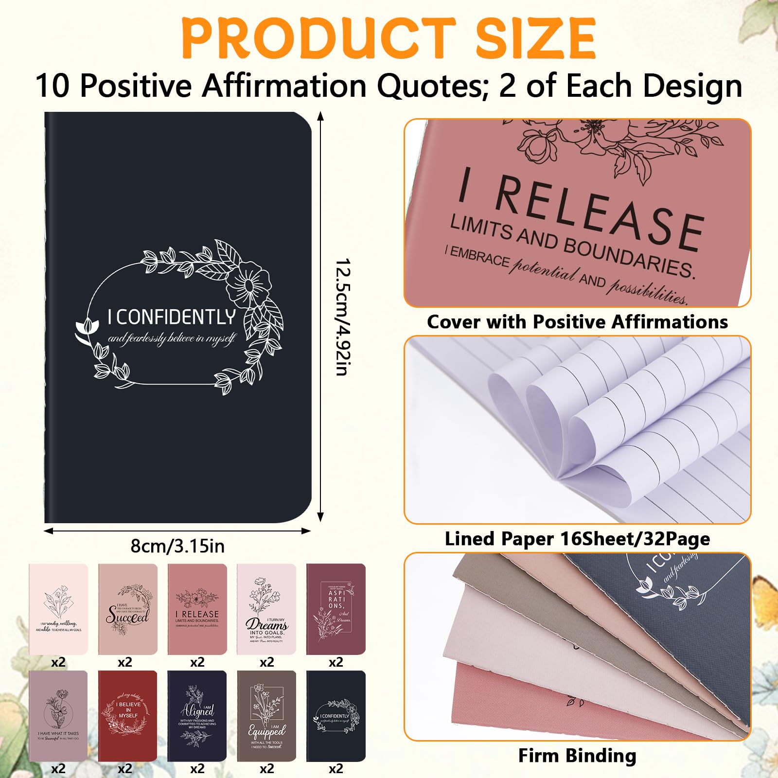 40 Pcs Inspirational Notepads Ballpoint Bulk Positive Affirmation Gift Inspirational Journal Notebook with Pen Gratitude Notebook with Pen Inspirational Mini Notebook Bulk for Teacher Coworker Nurse - Image 2