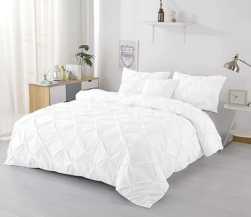 Miniatura 6 de Kotton Culture - Juego de funda de edredón de 3 piezas, 100% algodón egipcio de 600 hilos, con cierre y lazos en las esquinas, diseño plisado