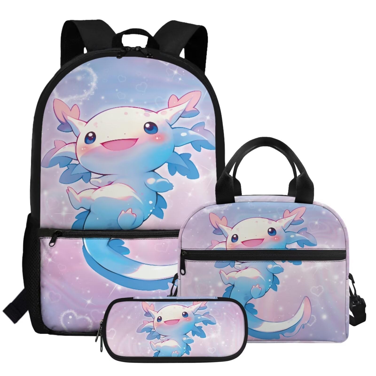 HUGS IDEA Set di borse per libri scolastici carino zaino per ragazze 6-8 8-10 10-12 borsa per la scuola elementare 3 pezzi set