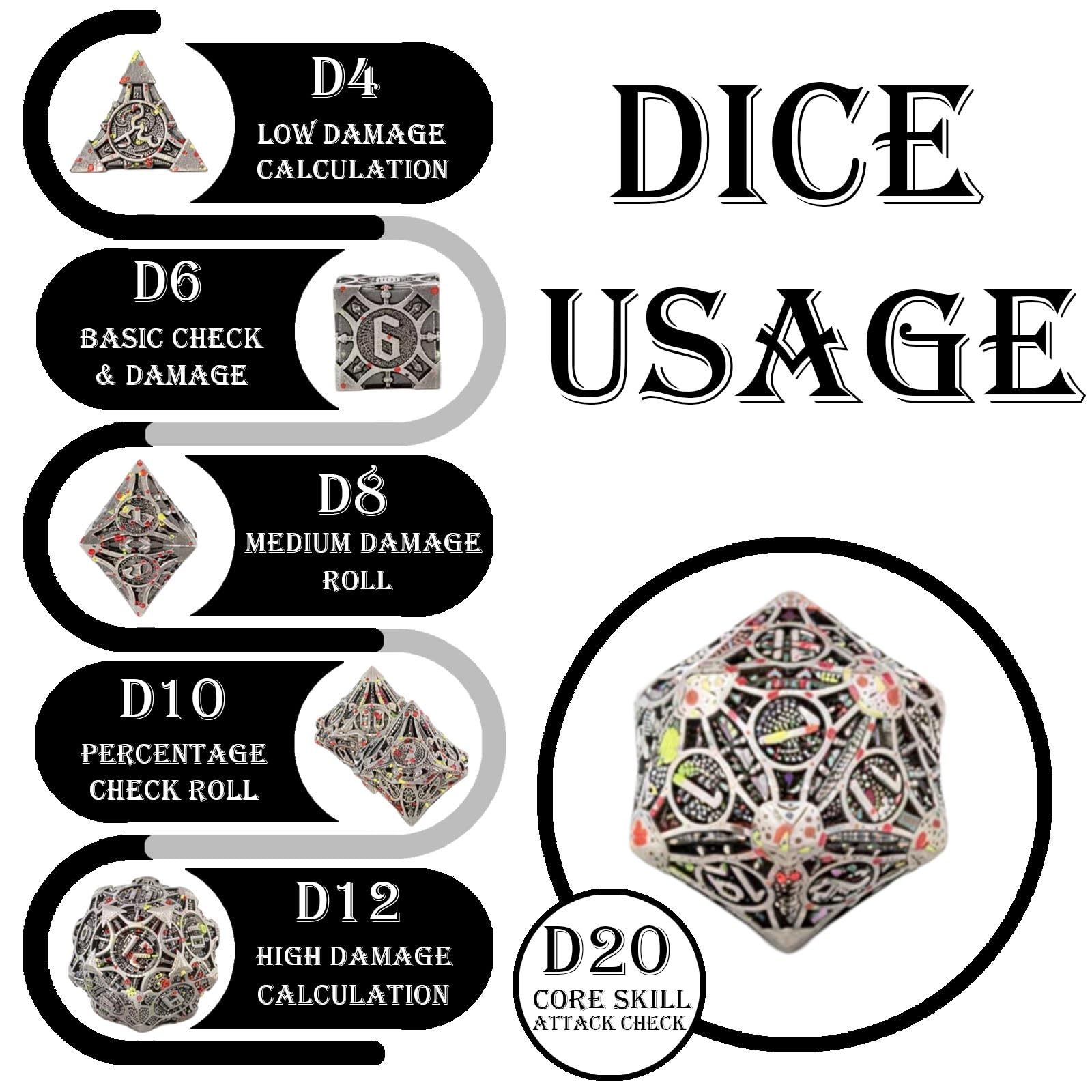 Ensemble de 7 Dés Polyédriques en Métal Rouge Brillant, Polis Miroir, pour Jeux de Rôle (D&D, Pathfinder, Jeux de Société et de Cartes).