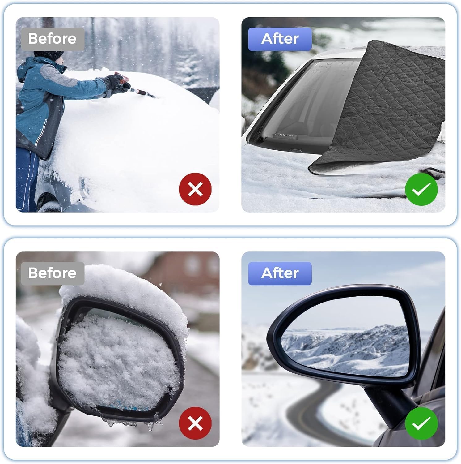 Car Windshield Snow Cover for Ford Flex 2009–2019 D471,Magnetic Window Ice Frost Guard with Mirror Covers,Winter Sun Shade,Waterproof,Windproof