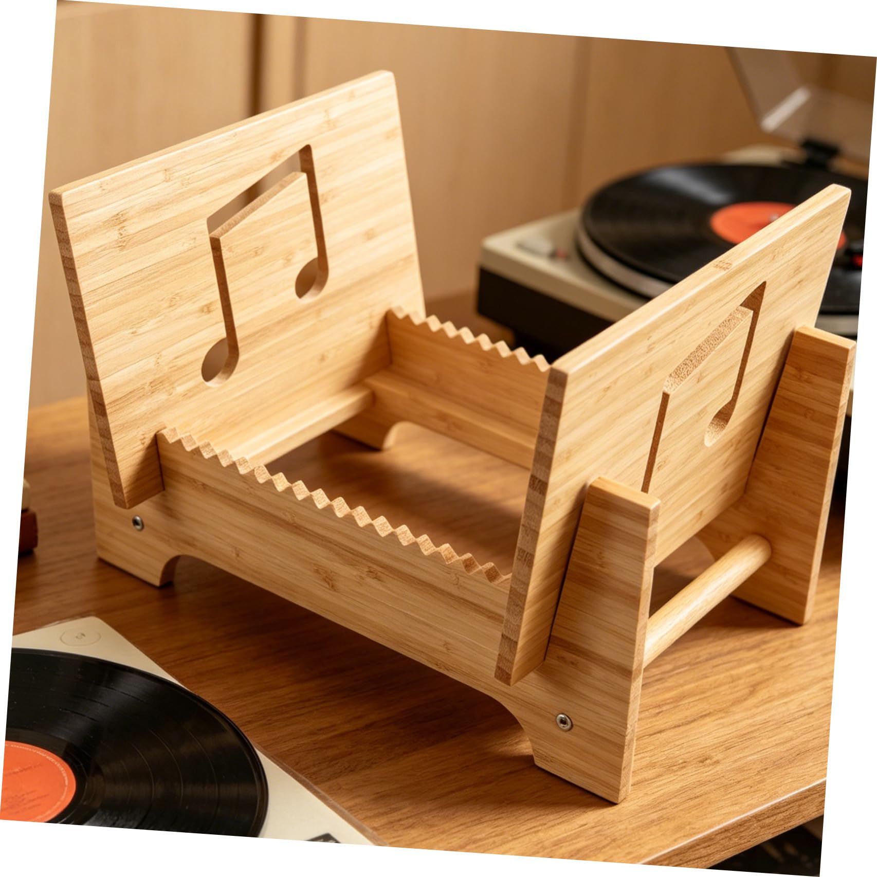 SHINEOFI Porta Vinili in Legno Massello per Collezione Dischi Struttura Robusta e Design Raffinato per Salotto o Studio Supporto Pratico per Dischi in Vinile
