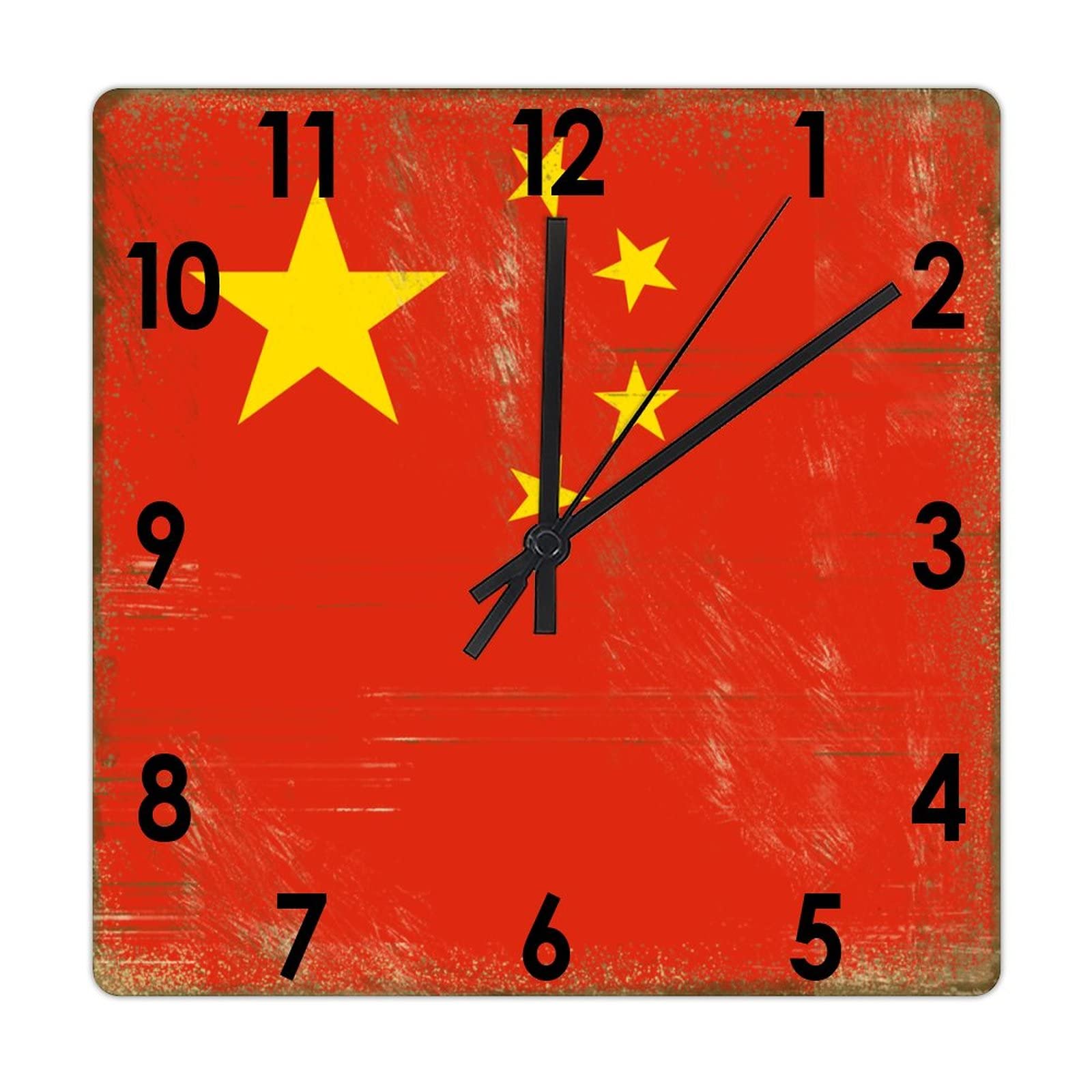 Horloge murale carrée en bois sans tic-tac pour éliminer le bruit dans le salon