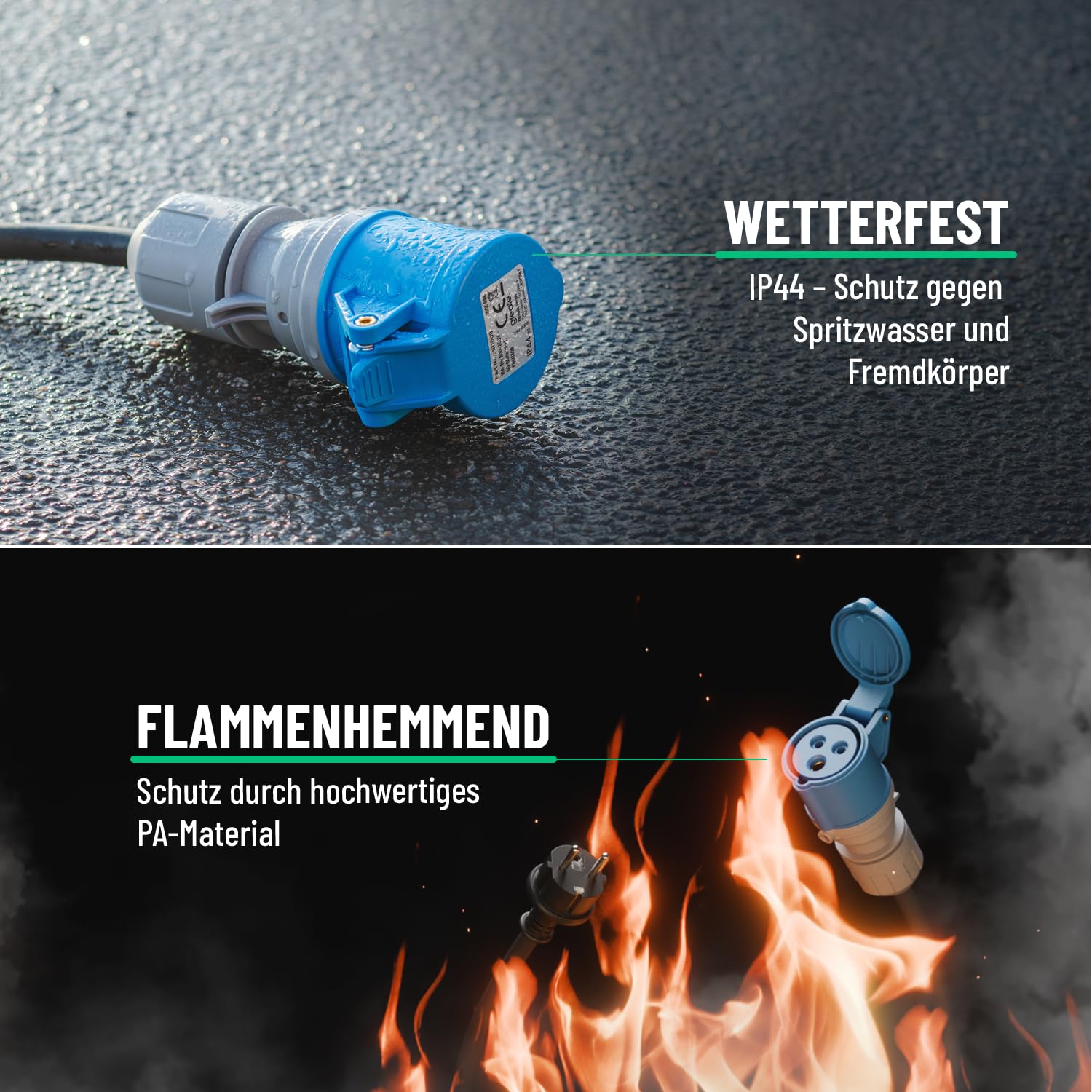 greate CEE Adapter Set Schuko Stecker auf CEE Kupplung & CEE Stecker auf Schuko Kupplung - Adapter CEE Stecker Kupplung 230V & IP44 Schutz - CEE Adapter Schuko Kupplung, Strom für Camping, CE Adapter
