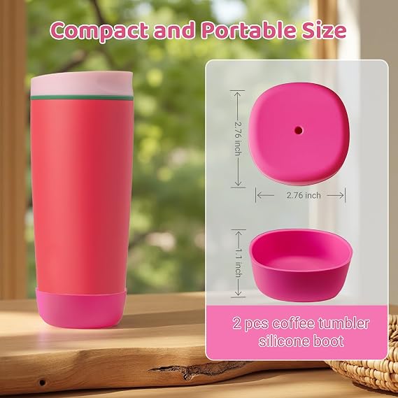 2PCS Silicone Boot Compatible with Owala SmoothSip Slider 12oz&20oz, Anti-Slip Protective Sleeve for Coffee Tumbler, Watter Bottle Accessories Base Cover, BPA-Free