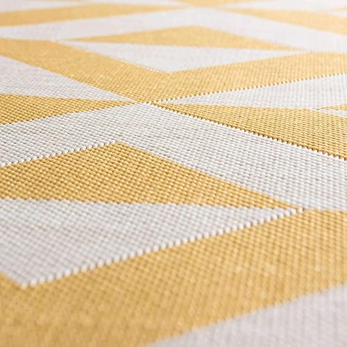 Vista 101 de Unique Loom Unique Loom Outdoor Collection - Alfombra de área - Napa (3 pies 3 pies, redonda, amarillo y aguamarina/amarillo)