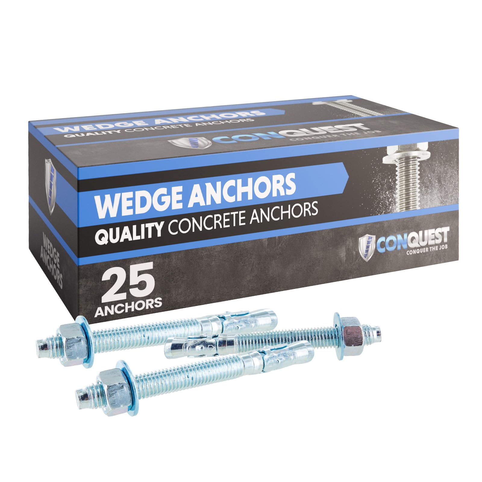 Conquest 5/8" x 6" Zinc Plated Wedge Anchors (Box of 25) sold price at auction in Canada