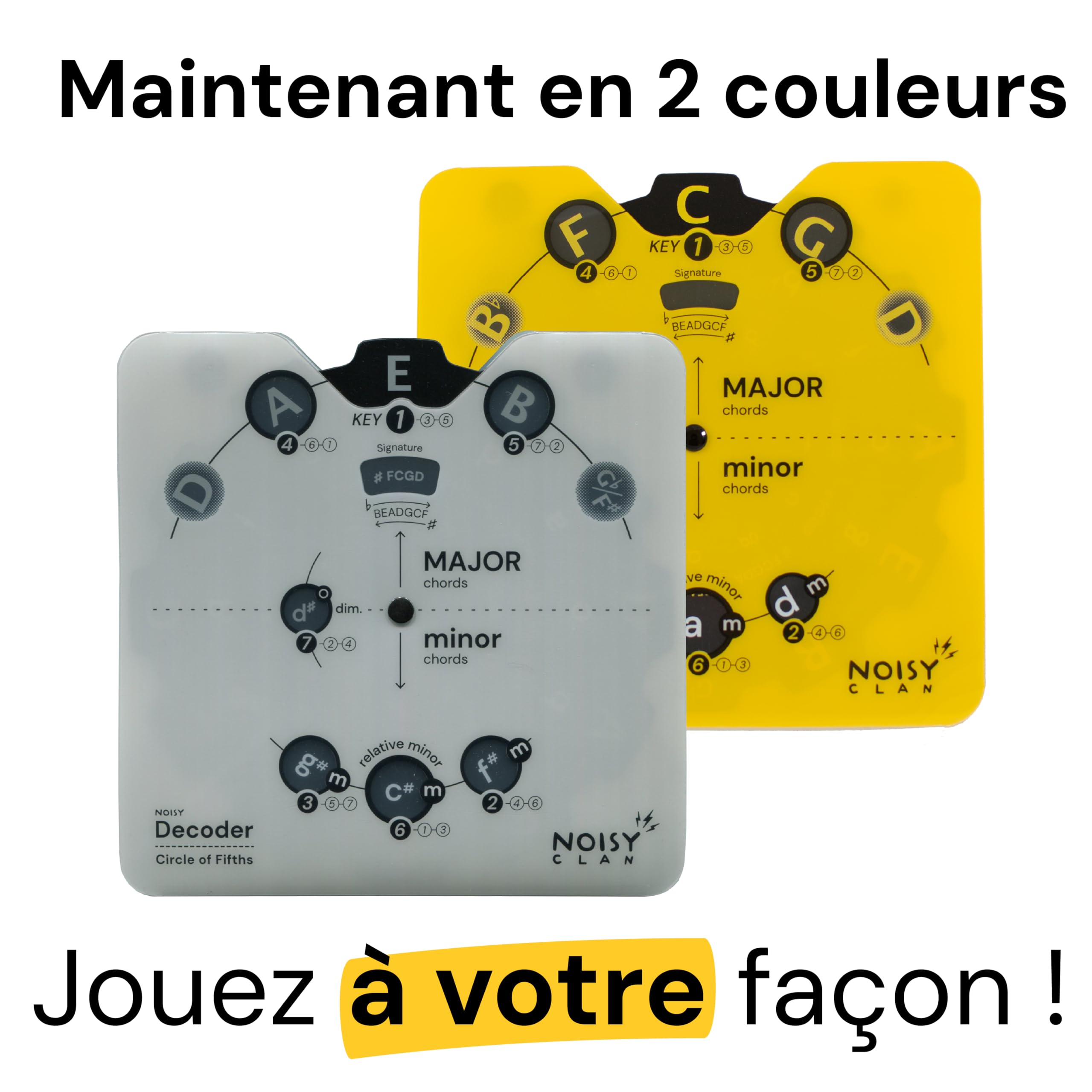 Noisy Clan Cercle des Quintes - Identifiez les Clés & Transposez la Musique Rapidement - Outil de Composition Mains Libres pour Tous Instruments - Roue Décodeur Pro 15cm