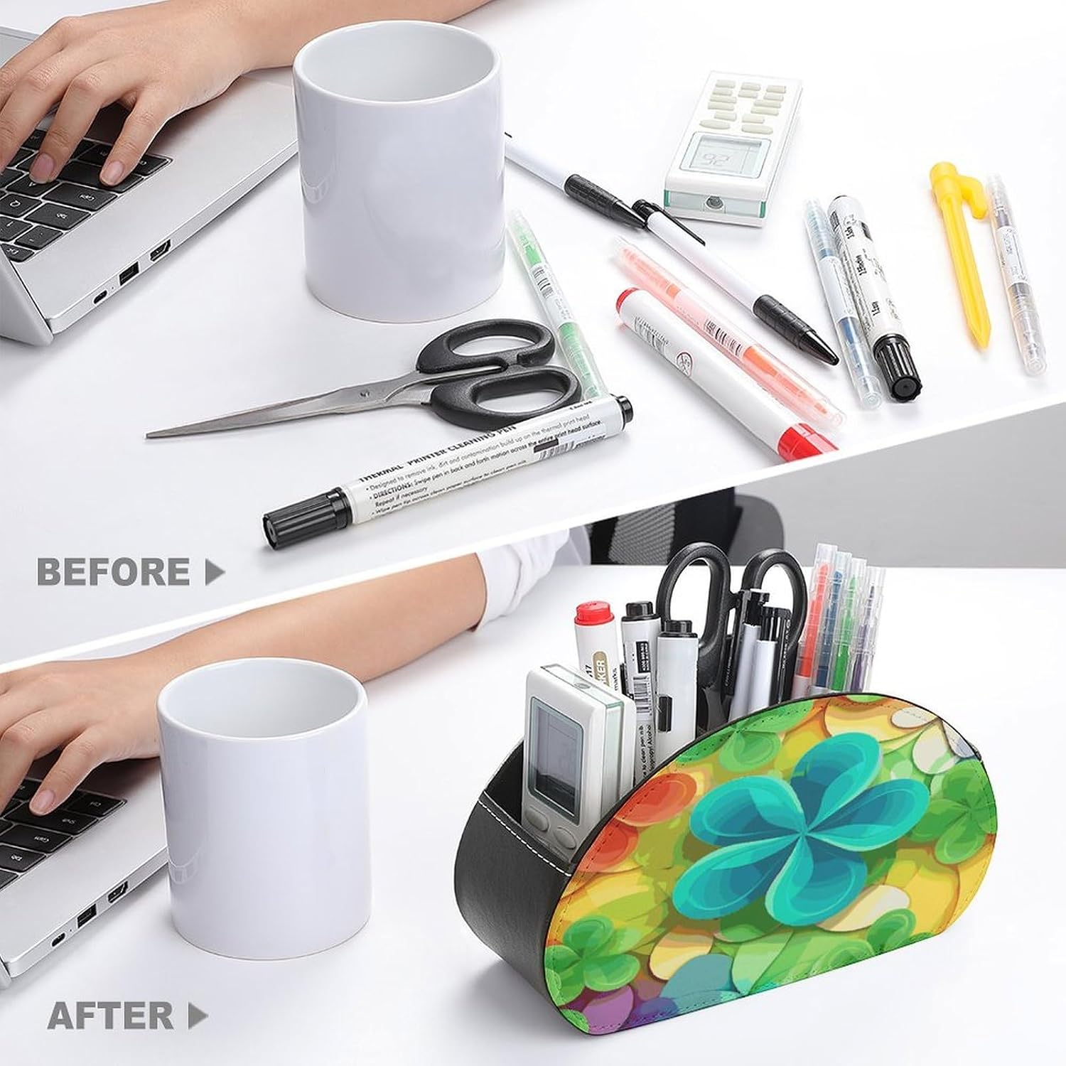 Rainbow Circle Shamrock Remote Control Holder PU Leather image 3