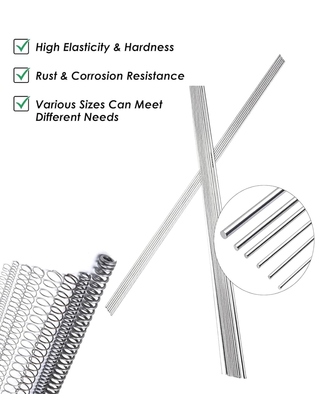 50CM Stainless Steel Spring Wire 0.2-1.5Mm Straight Steeless Hard Wire Assortment Kit (20Pcs)(0.9mm)