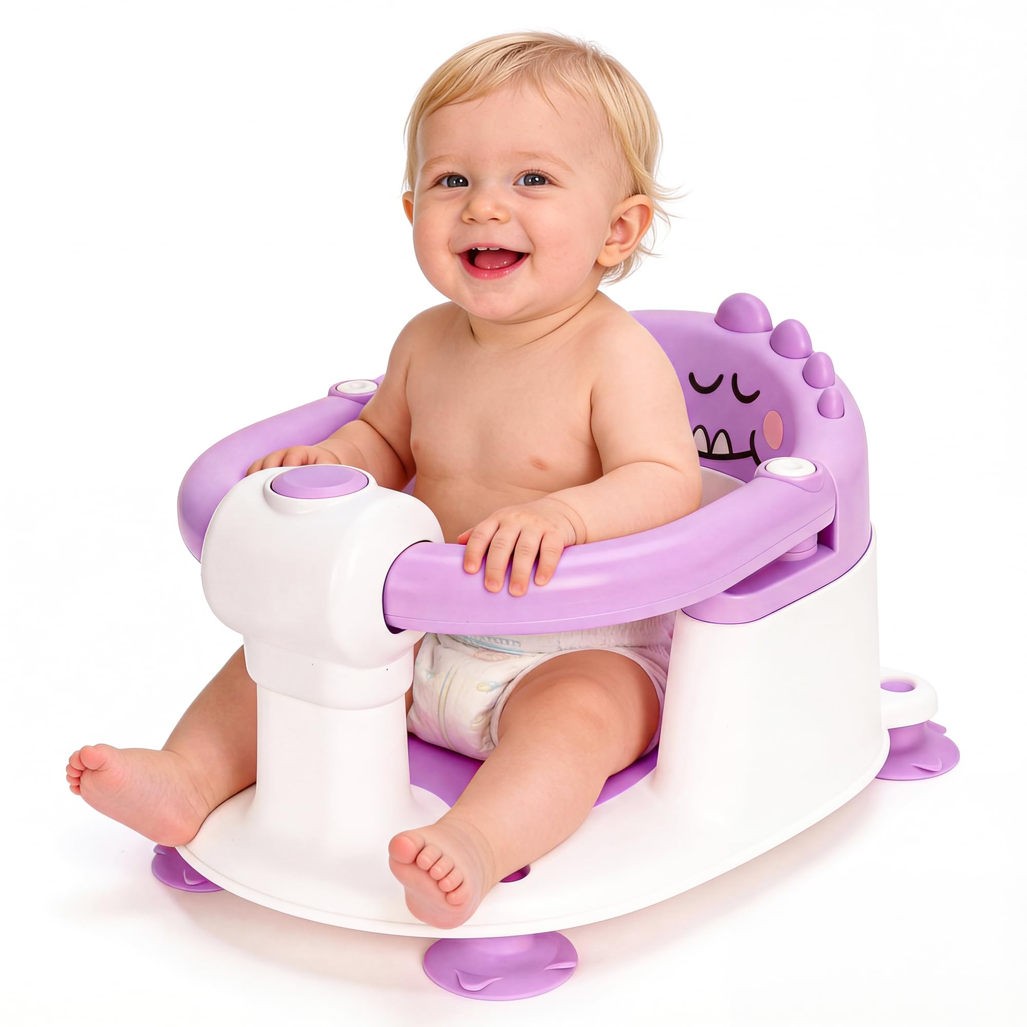 EAQ Baby Bath Seat for Babies 6 Months+, Sit-Up Infant Bath Support with Non-Slip Base and Suction Cups, Toddler Bath Bathing Seat (Purple) — image 1