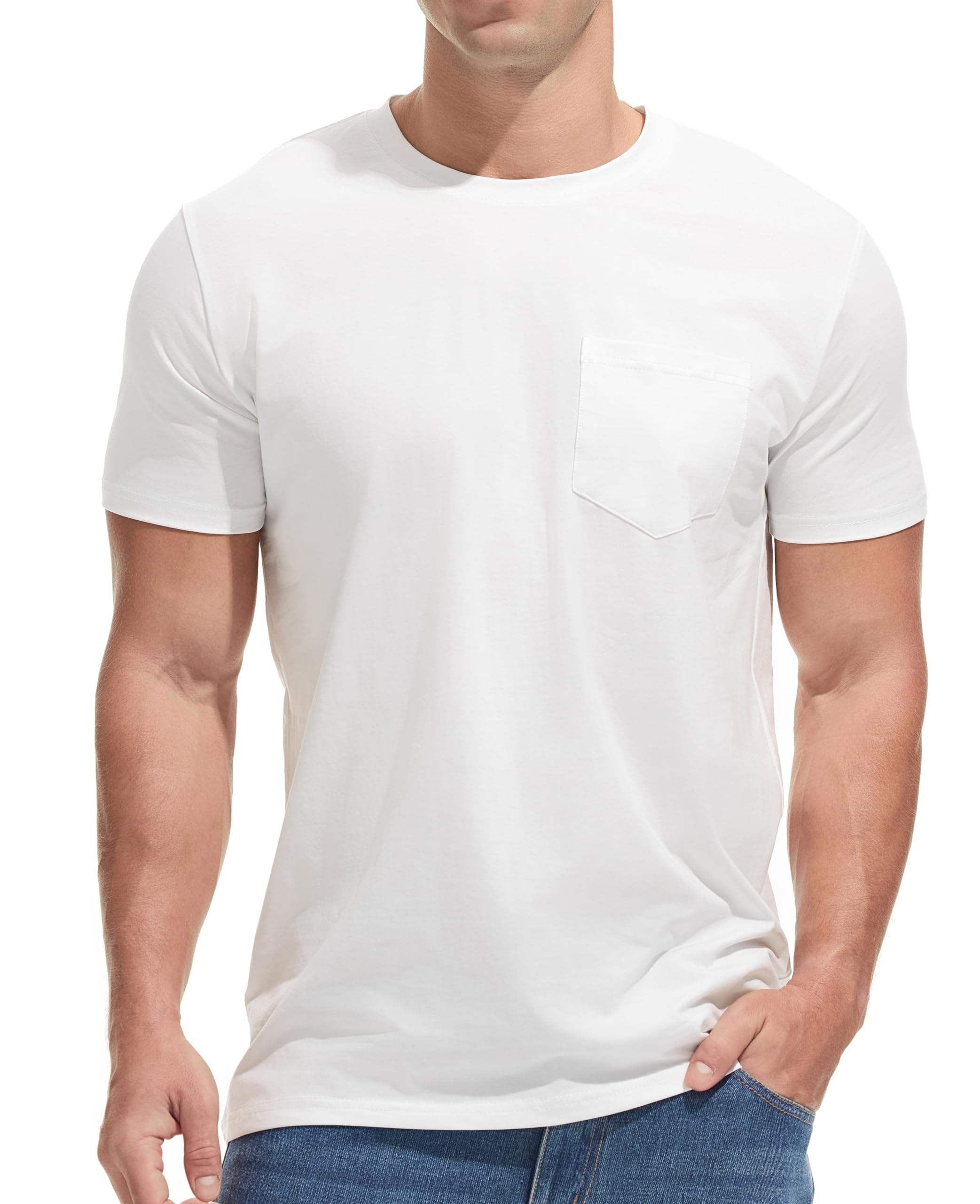 JEEGAL Pocket Tee Men - Premium Cotton T-Shirt with Chest Pocket |Classic Men's Pocket T Shirt for Casual
