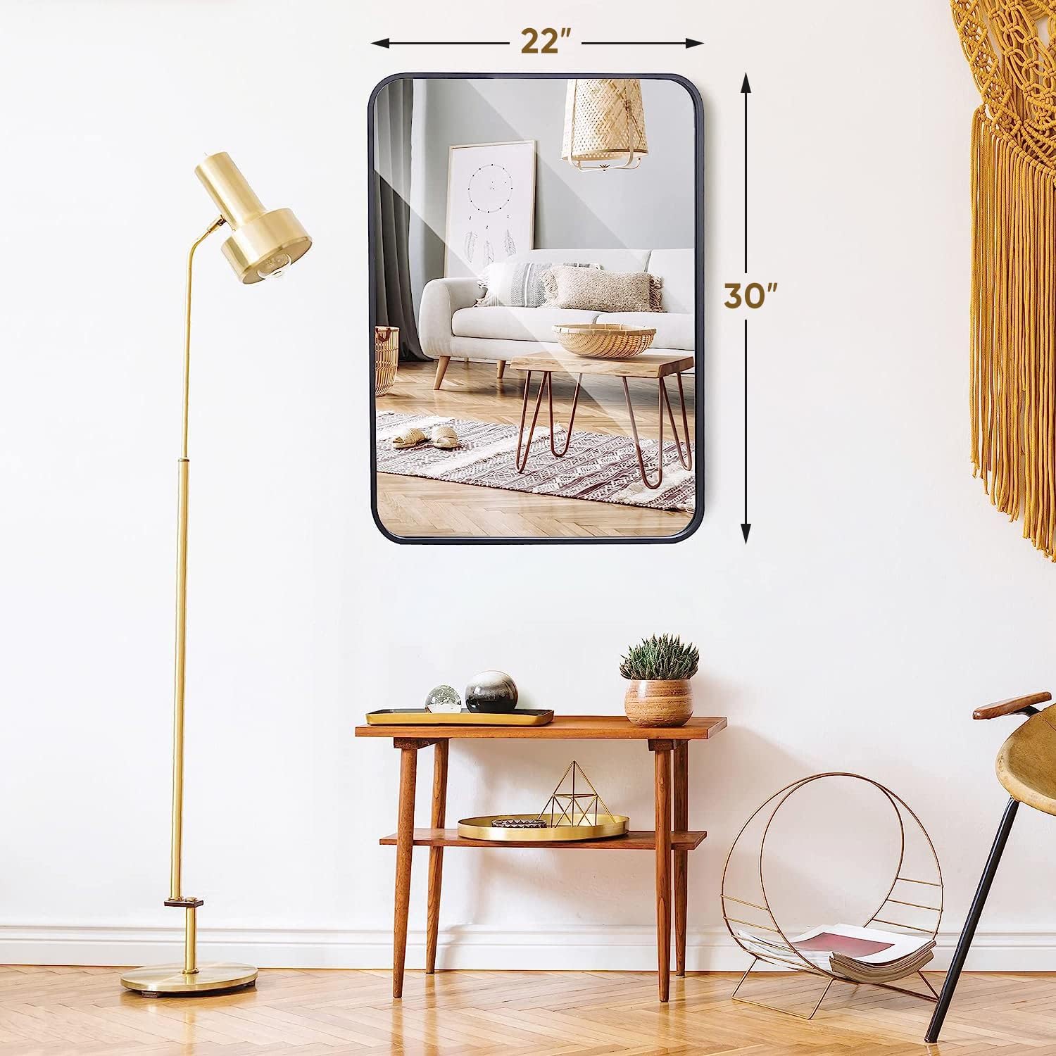 ZENY Black Bathroom Vanity Mirror Wall Mounted, 22x30 Inch Rectangle Framed Bathroom Mirror Framhouse