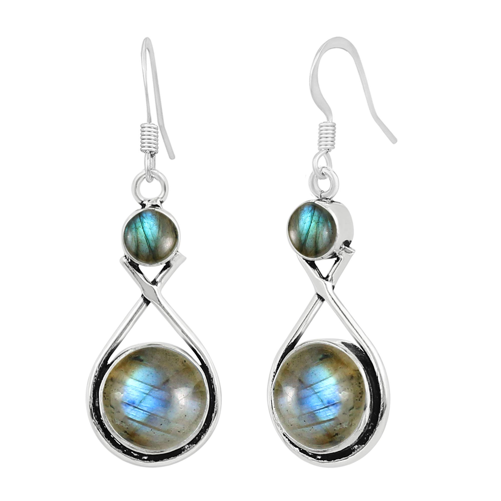 Sterling Silver JewelryNatural Malachite Labradorite Lapis Moonstone Dangle Earrings 925 Silver Overlay handmade Dangle Earrings