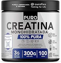 Creatina Monohidratada em Pó - 300g, Puro Nutrition, 100 Doses - Pura e Sem Sabor