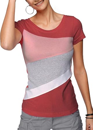 TrendiMax Womens Long Sleeve Striped Top Clolr Block Casual Tunic Tee Shirt