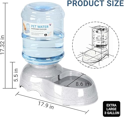 Miniatura 2 de Dispensador de agua para mascotas para perros grandes y múltiples mascotas, dispensador de tazón de agua para perros de 3 galones, alimentador de