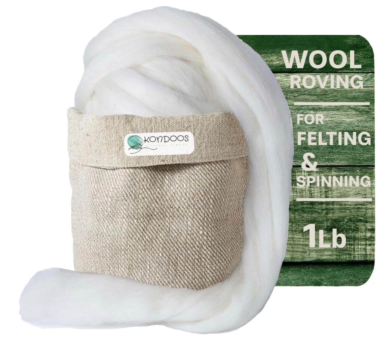 Natural Wool Bulk roving, 1 lb. Best Wool for Spinning, arm Knitting, Felting, Chunky Yarn Blankets and Tapestry. Natural Colors, un-Dyed. (Ecru, 1 lb)