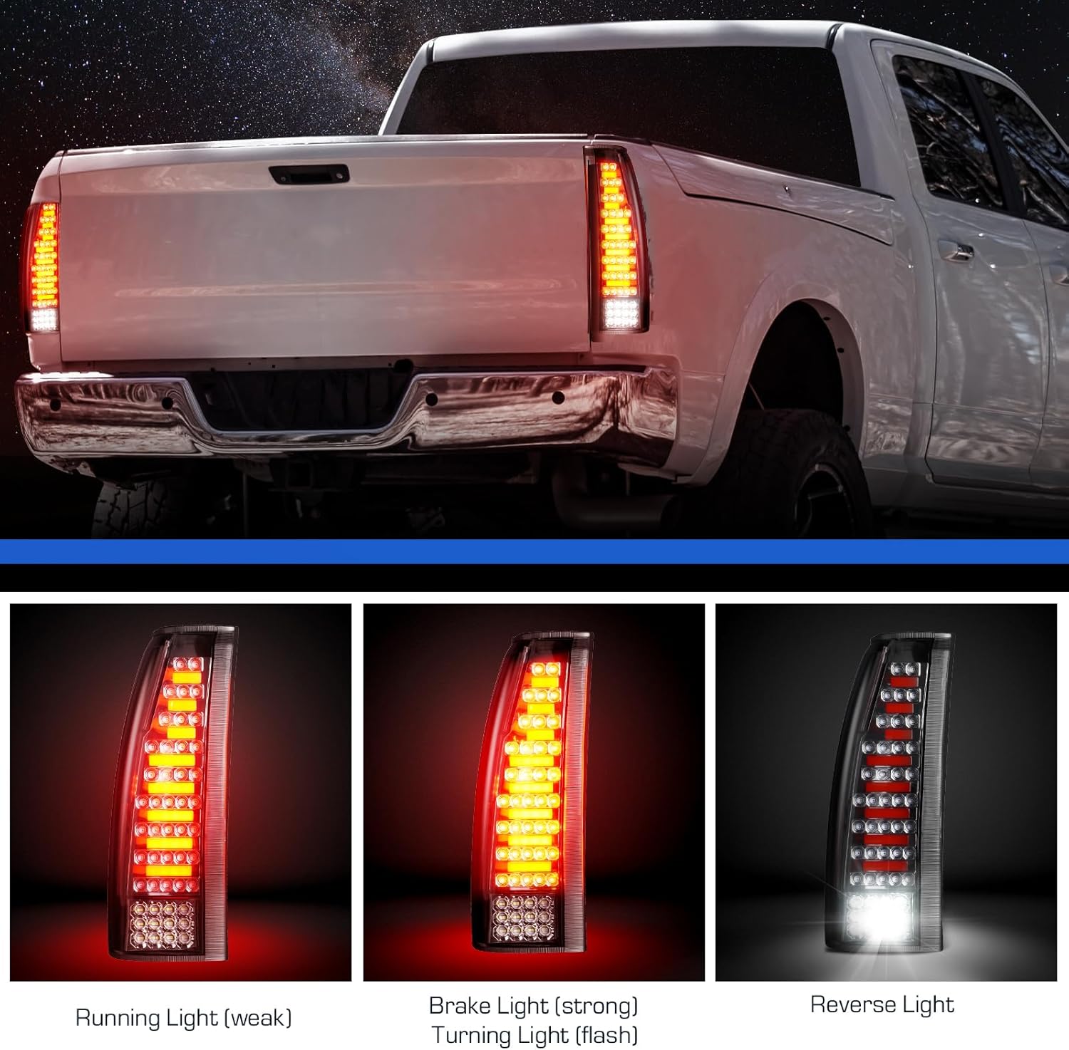 LED Tail Light Assembly Fit for Chevy & GMC Silverado C1500/K1500 1988-1999, for C2500 C3500 K2500 K3500 1988-2000, Blazer 1992-1994, Rear Taillight Clear Lens