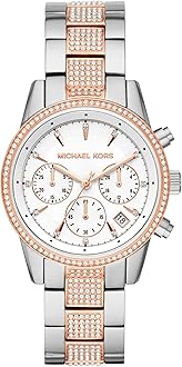 Michael Kors Women's Watch RITZ, 37 mm case size, Quartz Chronograph movement, Stainless Steel strap