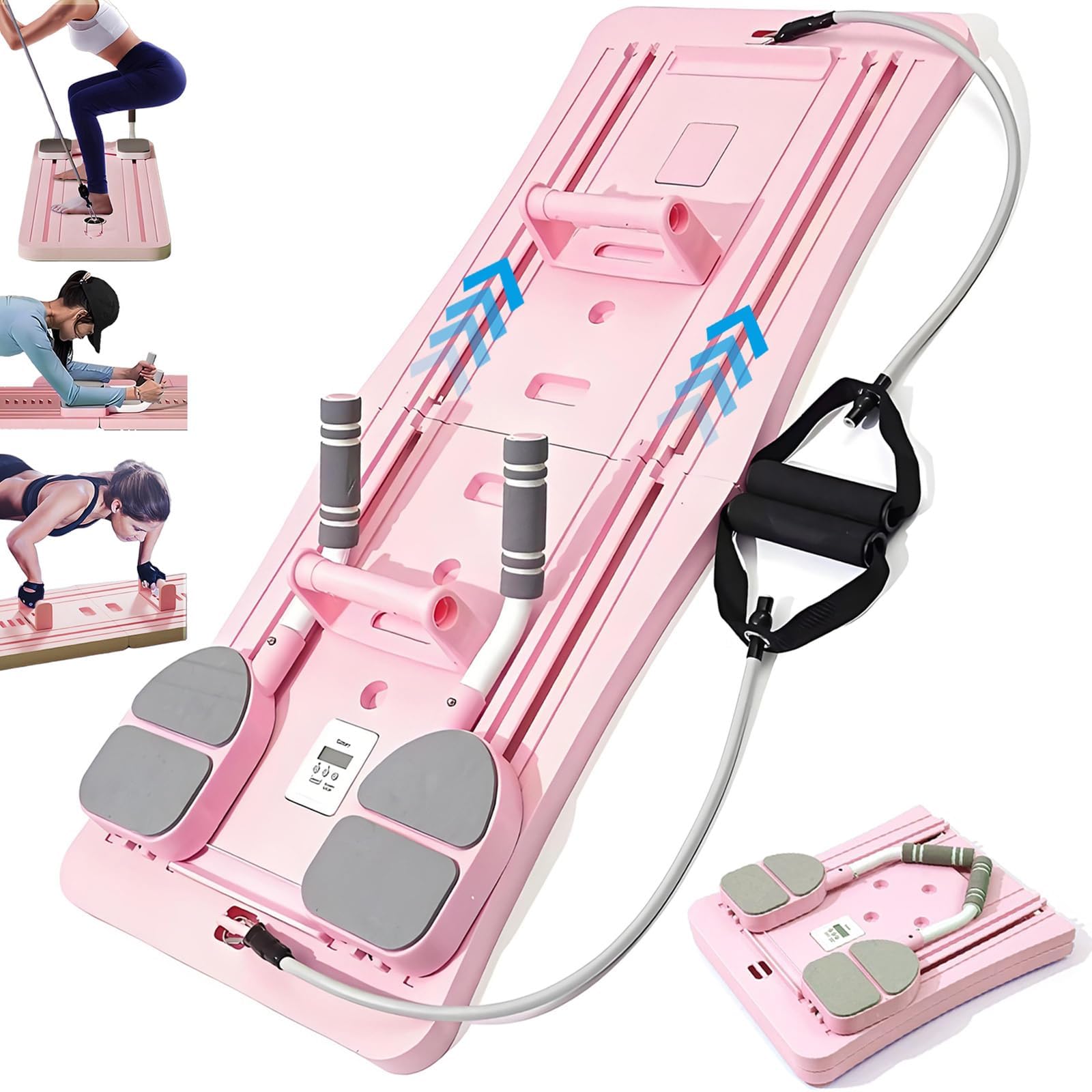 Machine Pilates Reformer 5 En 1 Pliable - Planche Abdominale Avec Roue Et Élastiques - Entraînement Maison Complet - 7