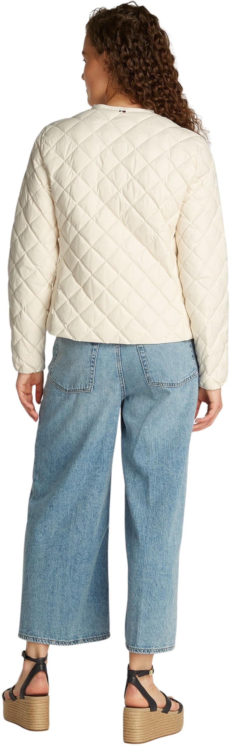 Tommy Hilfiger Donna Giacca Imbottita Quilted Collarless con Chiusura con Bottoni