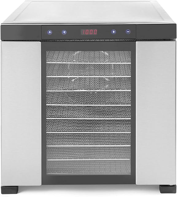 Sous Vide Tools 10 Tray Stainless Steel Food Dehydrator | Display with Timer and Thermostat Control | Commercial Dehydrator Machine | Better for Drying Fruit, Meat and Vegetables | SVT-229026