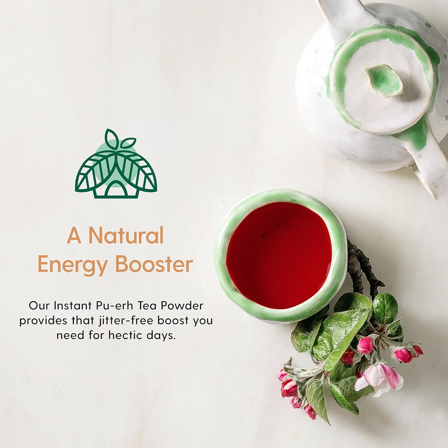 TEAki Hut Instant Puerh Tea Powder Té puro en polvo sin grasa bajo en