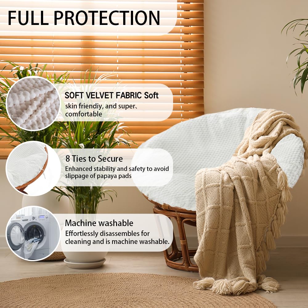 Thankyall Papasan-Kissenbezug Kunstfell - Weich Mit 8 Bändern & Reißverschluss