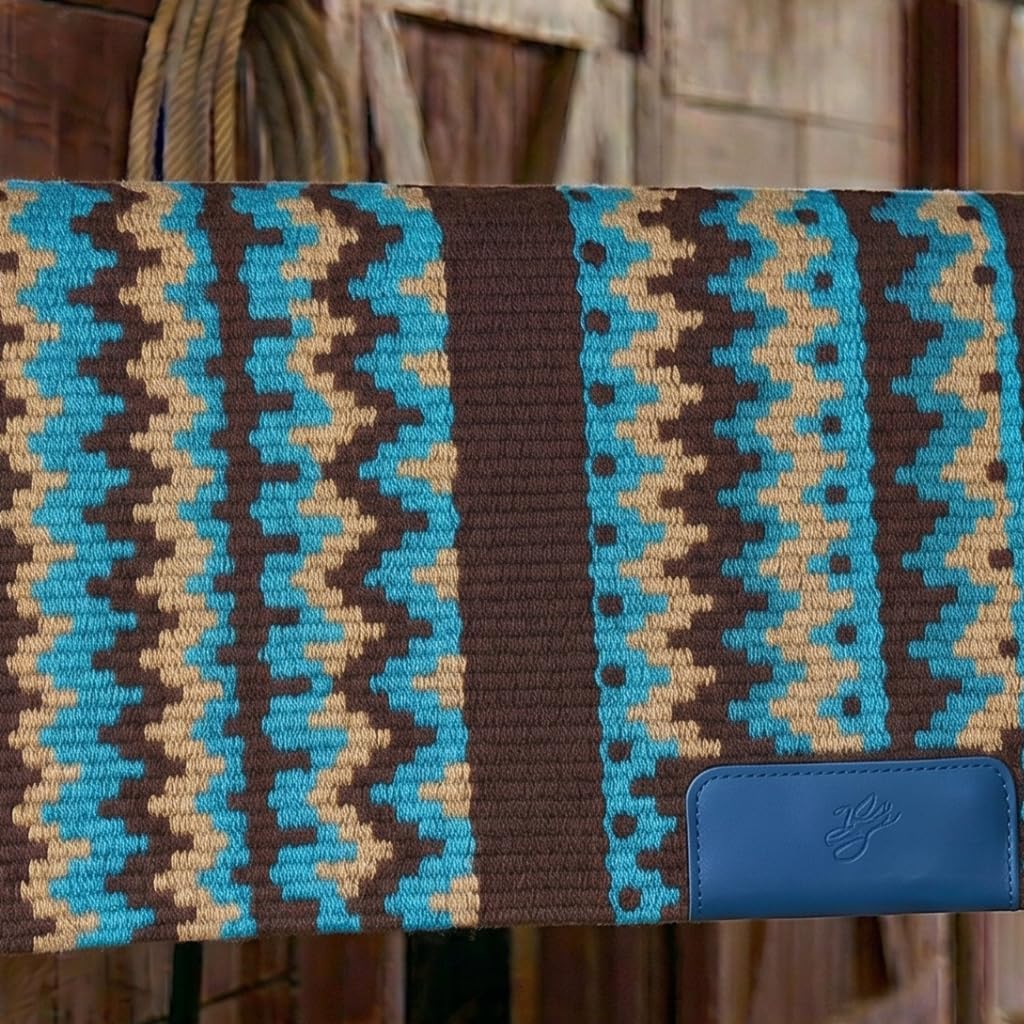 Western Show Saddle Pad/Blanket for Horses - Handmade Wool Saddle Blanket with New Zealand Design, Thick, Durable & Comfortable for Horse Riding (34” L x 38” W x 1) M24