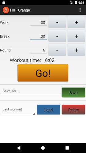 HIIT Orange Workout Interval Timer