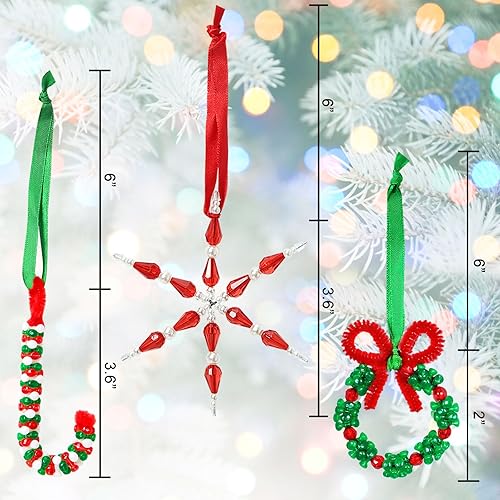 Miniatura 3 de GYGOT Manualidades de Navidad para niños y adultos, 30 juegos de adornos de Navidad con cuentas para hacer, incluye 6 copos de nieve12 coronas12