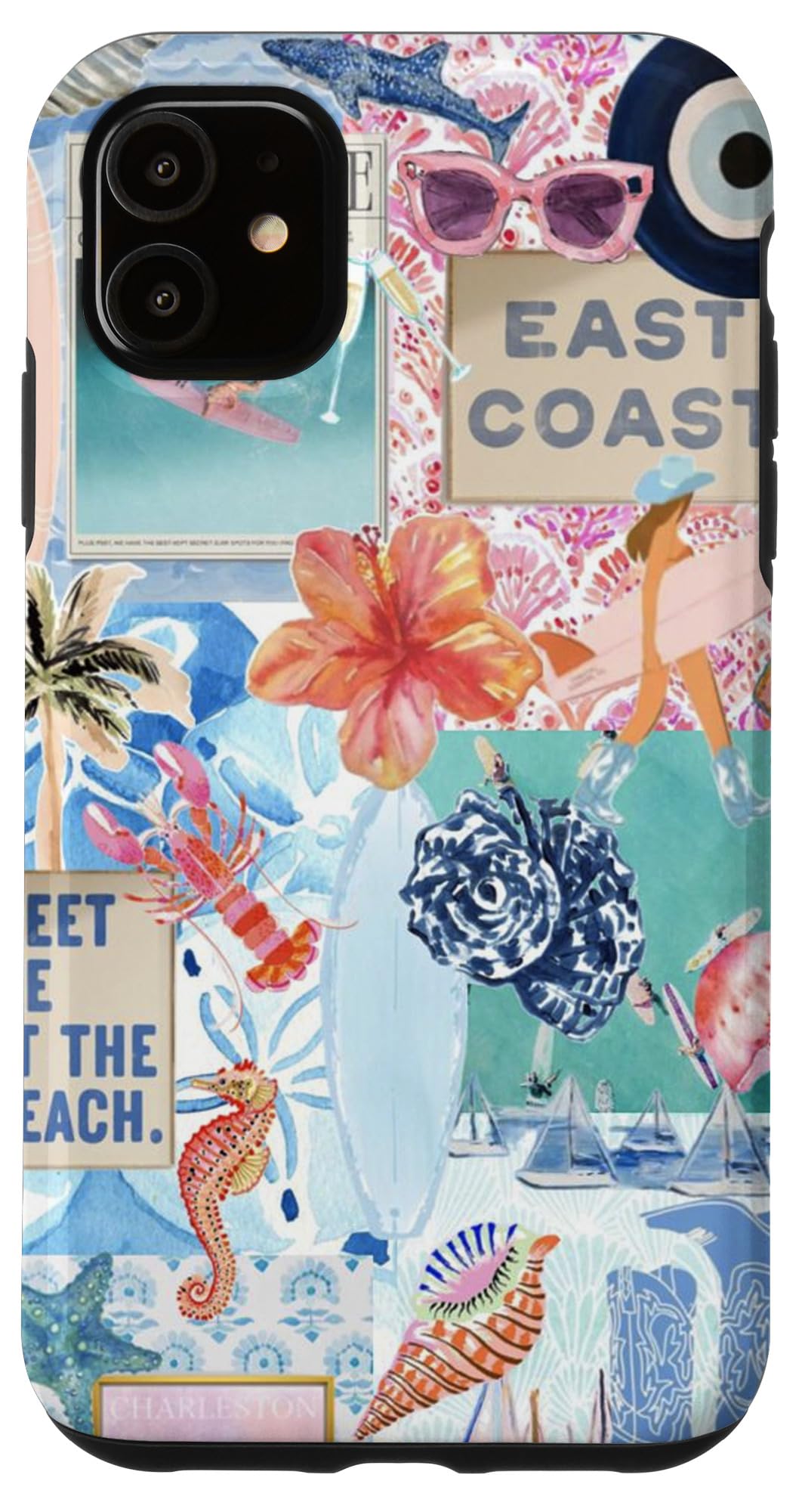 Aesthetic Beach Summer Coastal Cowgirl Blue Preppy Collage Case for iPhone 11