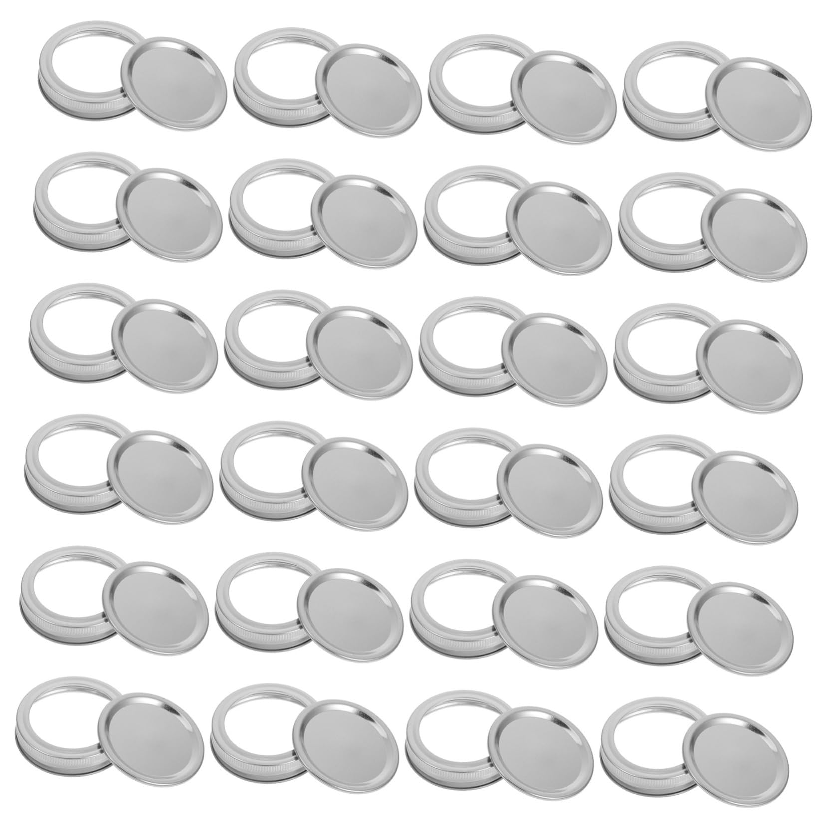 Couvercles de bocaux à large ouverture Alipis en inox réutilisables - Lot de 24