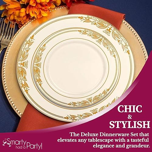 Miniatura 4 de Smarty Had A Party Elegante vajilla desechable de plástico resistente, platos de plástico de diseño elegante, para bodas, cumpleaños y todas las