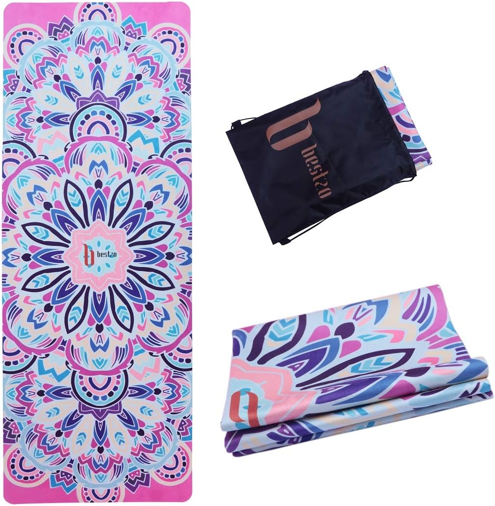 BESTZO Travel Yoga MatSweat Absorbent Anti Slip,Portable