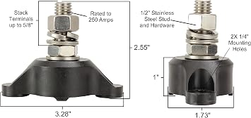 Fastronix 1/2 Single Stud Stainless Steel Junction Block Black