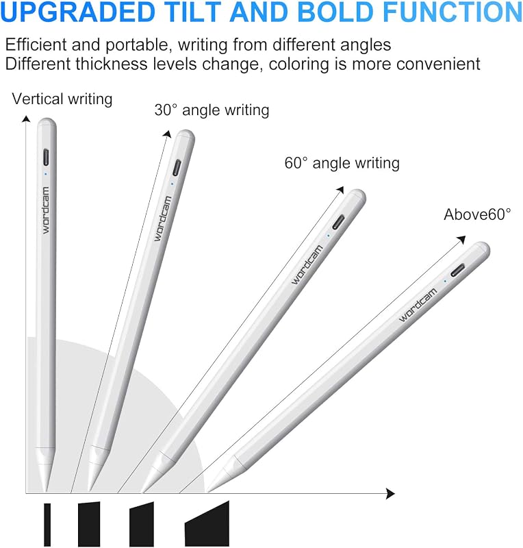 Wordcam Stylus Toll iPad-hez Tenyérérzékelővel - Kompatibilis iPad Pro 11/12.9, iPad Air 3/4/5, iPad 6-9 Gen, iPad Mini 5/6 Modellekkel