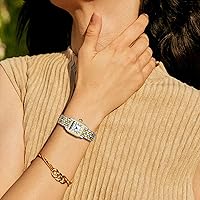 Vista 7 de CHEETAH Relojes de oro para mujer con pulsera vintage pequeña, esfera romana rectangular