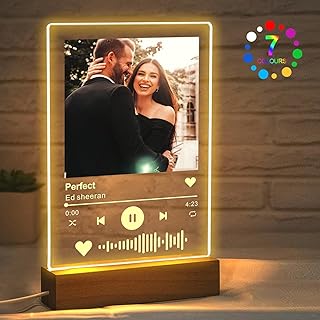 Personalized from Spotify Plaque Music Plaque with Picture 7Colors LED Acrylic Song Plaque Gifts Custom from Spotify Plaque Personalized Gifts for Boyfriend Girlfriend Christmas Valentine's Day