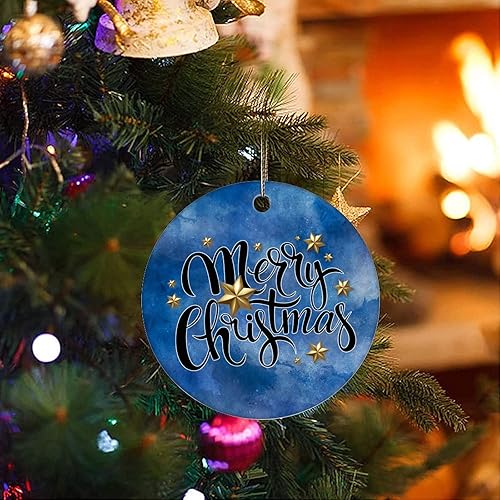 Vista 15 de Two-Side Printed Merry Christmas Marble Ceramic Christmas Ornament, Novelty for Family Friends Kids, Abstract Christmas Keepsake Pendants