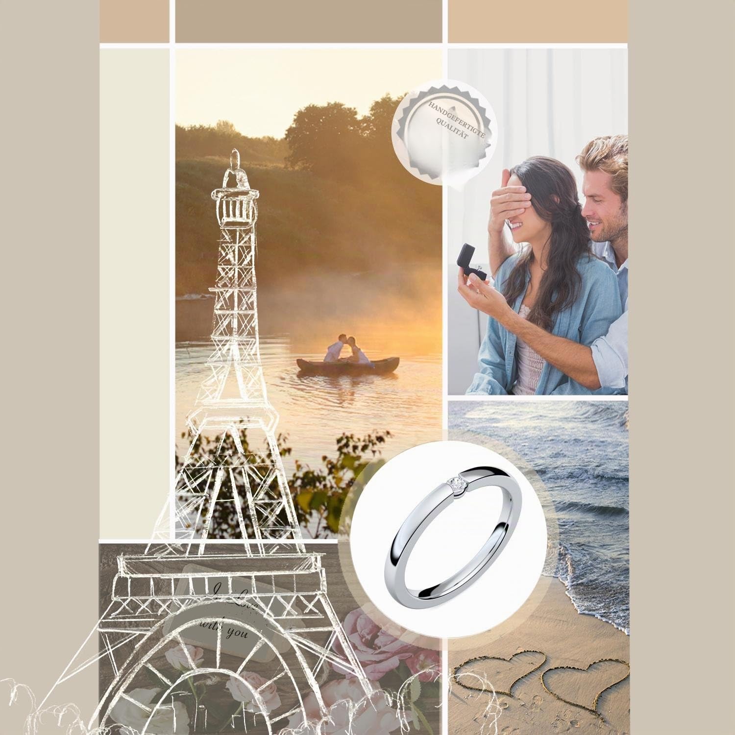 Amoonìc Spannring Verlobungsring Silber 925 mit Zirkonia Stein | Ring Zirkonia wie Diamant inkl. Luxusetui, Heiratsantrag Hochzeit Liebesgeschenke Antrag Geschenke AM195SS925ZIFA-7
