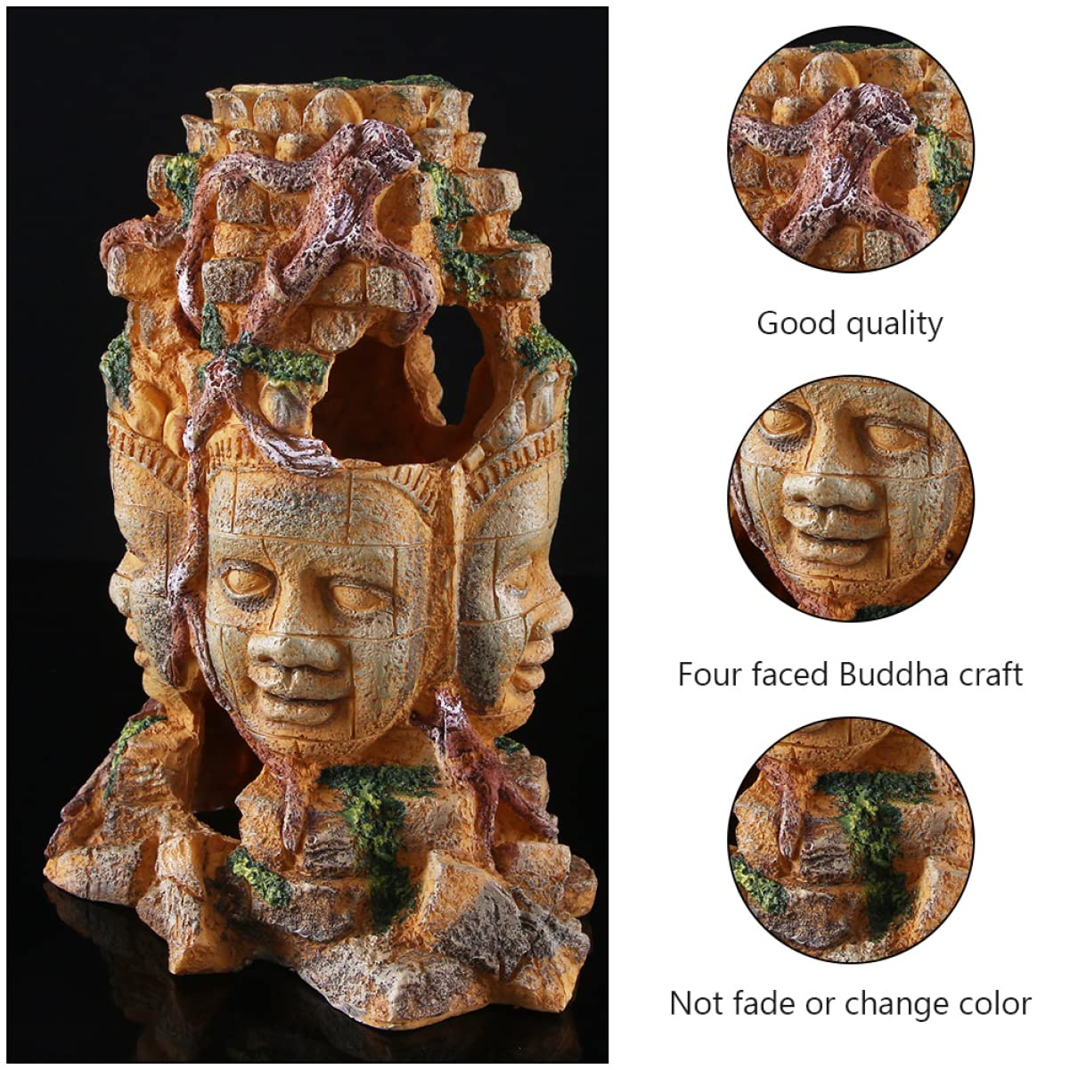 Toyvian 1 Decorazionper con Buddha Faccie Accessorio per e Rettili e Vivid e Sicuro per Acquatici