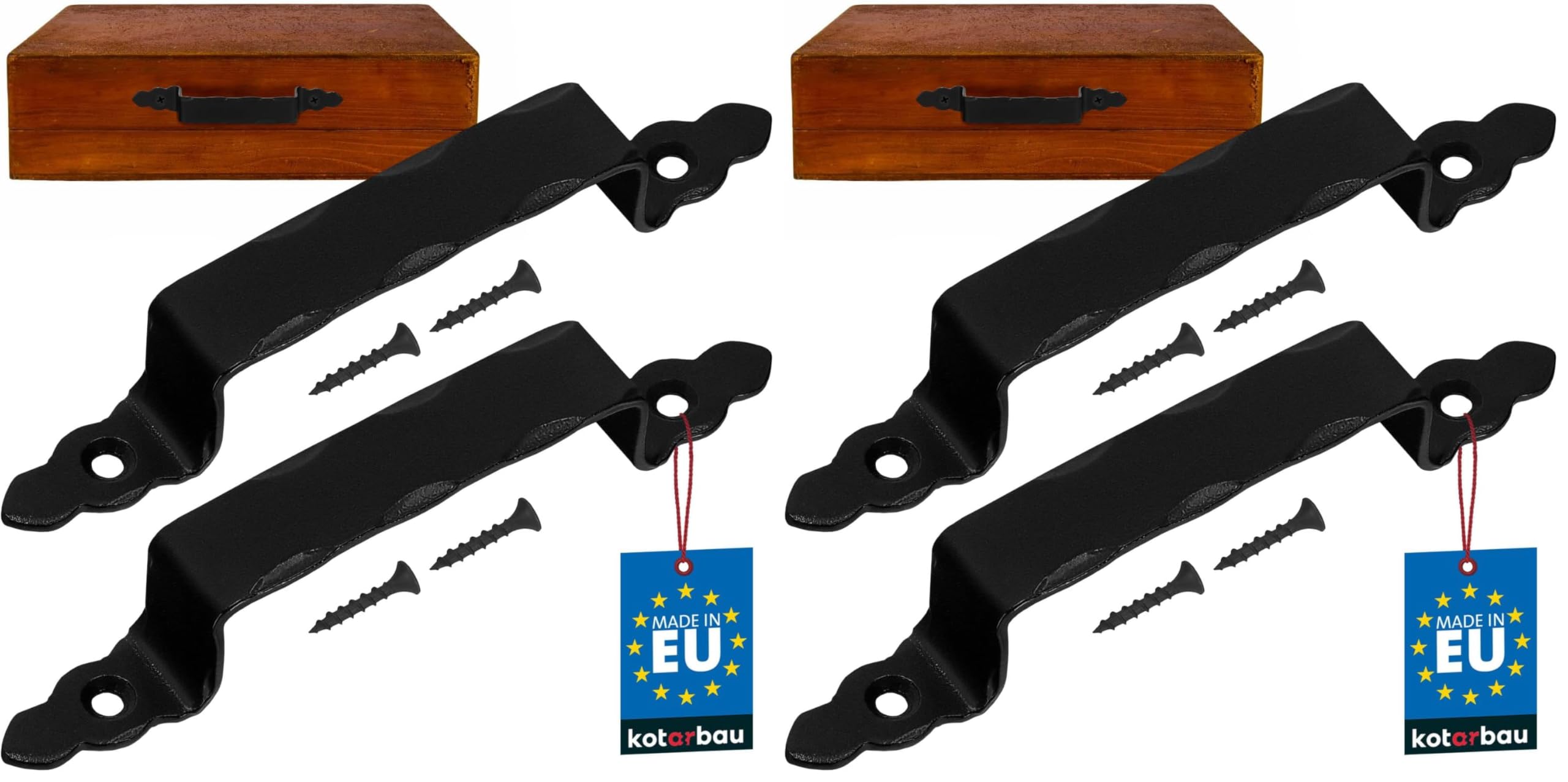 KOTARBAU® 2er Set Geschmiedeter Türgriff Antik Schwarz Stahltürgriff für Türen Tore Pforten 200mm (Packung mit 2)