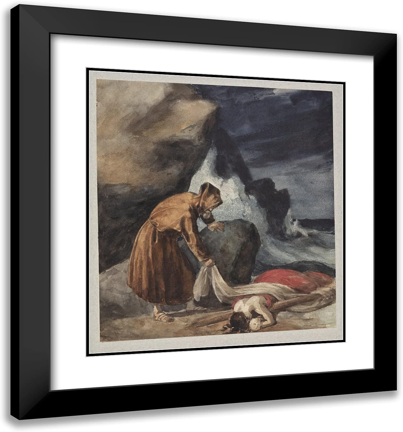 ArtDirect Theodore Gericault 20x22 Black Modern Framed and Double Matted Art Print Titled The Tempest