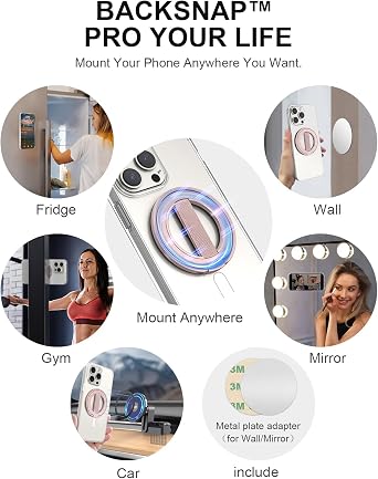 EWA MagOne Ultra Phone Grip Stand & 4pcs Replacement Elastic Finger Loop-Rosegloden