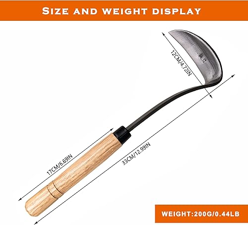 Miniatura 10 de SHANFEEK Azada japonesa de deshierbe herramientas de jardinería Herramienta de eliminación de malezas de 13.5 pulgadas, acero de alto carbono,
